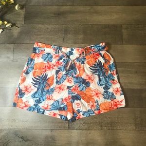 Roxy Floral high waisted beach shorts